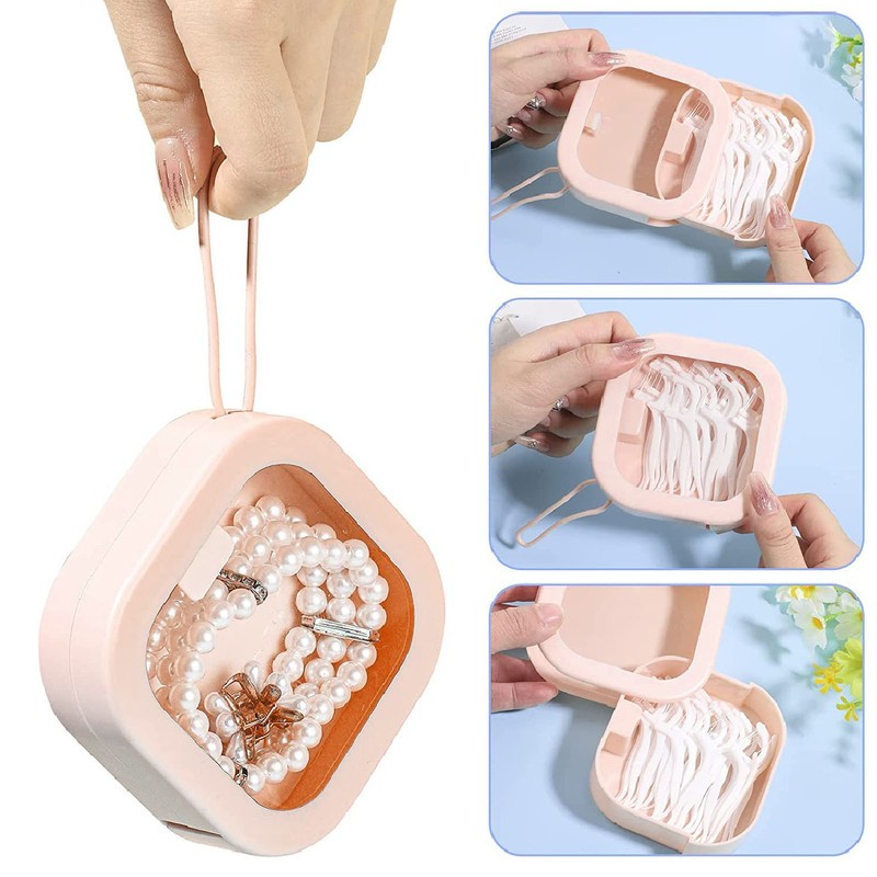 2pcs Hair Tie Organizer Box Multifunctional Transparent Top Hair Accessory