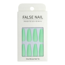 Press-On Nails - False Nail Professional Matte Green Coffin 24pcs