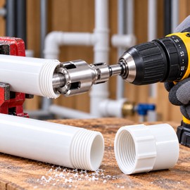 PVC Pipe Threading Tool – Internal & External Pipe Thread Cutter Compatible with Electric Drill