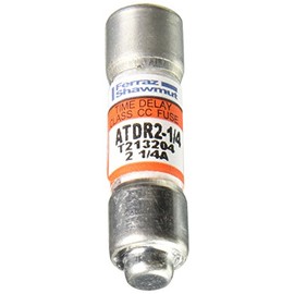 Mersen ATDR Amp-Trap 2000 Time-Delay/Class CC Fuse, 600VAC/300VDC, 200kA AC/100kA DC, 2.25 Ampere, 13/32" Diameter x 1-1/2" Length