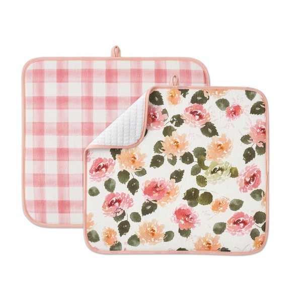 FRESHMINT Printed Dish Drying Mats for Kitchen Counter 2 Pack