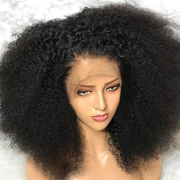 BLISSHAIR Afro Kinky Curly Lace Front Wig, Short Curly Brazilian Virgin Remy Human Hair Afro Curly Wave Wig with Natural Hairline 180% Density (10 Inches)