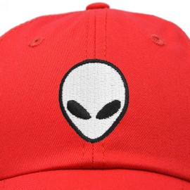 DALIX Alien Head Baseball Cap Mens and Womens Hat in Red