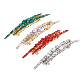 BIUDECO 4PCS Rhinestone Hair Barrettes Elegant Hair Clips for Women for Weddings Parties and Everyday Use with Sparkling Detail