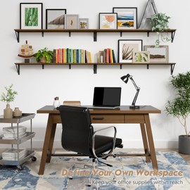 Forbena Large Floating Shelves for Wall 48 Inches Long Set of 3, Rustic Wood Wall Bookshelf for Bedroom Books, Wooden Hanging Bookshelves for Living Room Laundry Closet Kitchen Storage (Dark Brown)