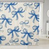 Feelyou Blue Bow Fabric Shower Curtain Blue White Bowknot Shower