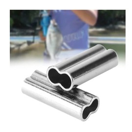 Crimp Sleeves Fishing 100pcs 6 Sizes Double Barrel Crimp Fishing Line Wire Leader Sleeves Copper Tube Connector Tube Connectors Fishing