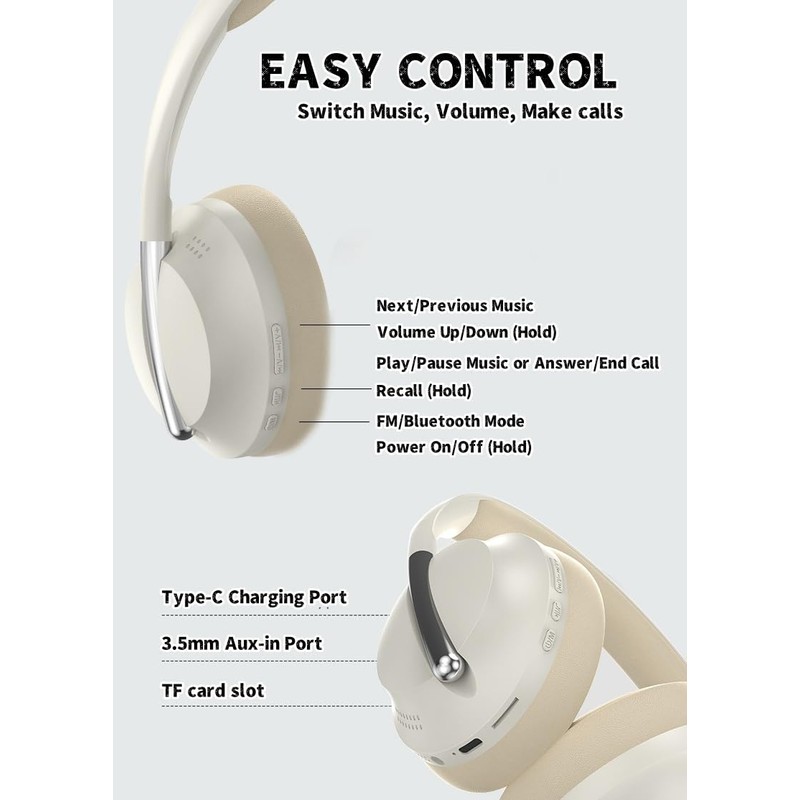 ND NEXT DESTINATION Wireless Bluetooth Headphones 5.3 with Bass and