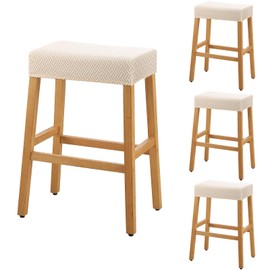 YISUN Stool Covers Rectangle - 4 Pack Stretch Waterproof Saddle Seat Cover Counter Bar Stools Bar Chairs Covers Kitchen Island Chairs Cushion Protector