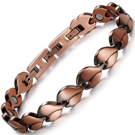 RainSo Women Pure Copper Magnetic Bracelets With 3 Buckle Easy To Adjustable With Gift Box & Removal Tool
