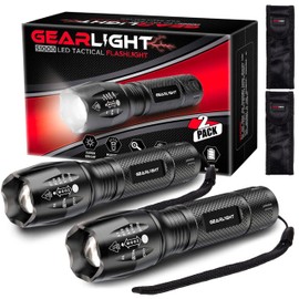 GearLight LED Flashlights - Mini Camping Flashlights with High Lumens, 5 Modes, Zoomable Beam - Bright and Versatile Flash Light for Outdoor and Home Use - S1000-2 Pack, (Batteries Not Included)