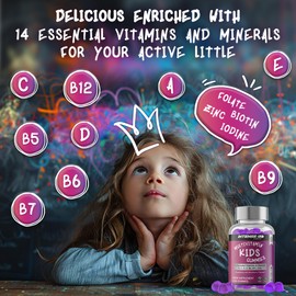 INTENSE Wellness Multivitamin Gummies for Kids - Vegan Gummies with 14 Vitamins, Minerals, B6, B12 - Raspberry/Blueberry Flavour - Healthy Multi Gummies Boost Immunity, Bone Health, more - 120 Gummies