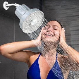 Cabezal de ducha de 6' con filtro de ducha de 25 etapas 360° Angulo Ajustable, Rociador de Ducha de Boquilla Reforzado con Silicona Antiaglomerante,Im