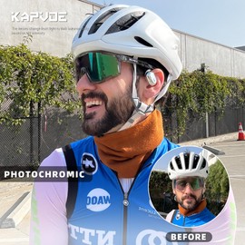 KAPVOE Photochromatic Self-Tone Cycling Glasses for Men Women Clear Sports Sunglasses TR90 Frame Sports Cycling MTB Cycling Glasses UV400 Protection Sports Glasses for Running Driving Baseball