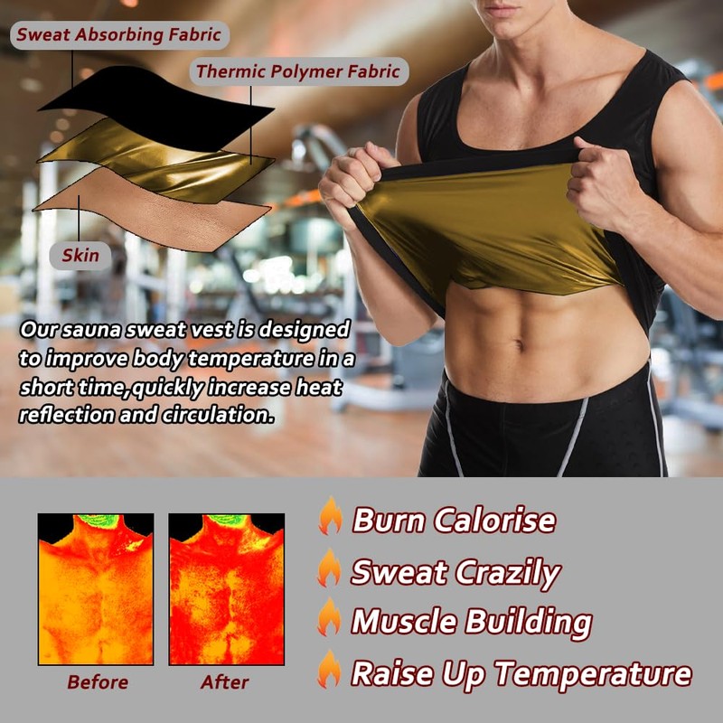 Everfion Sauna Vest for Men Waist Trainer, Sleeveless Mens Sauna