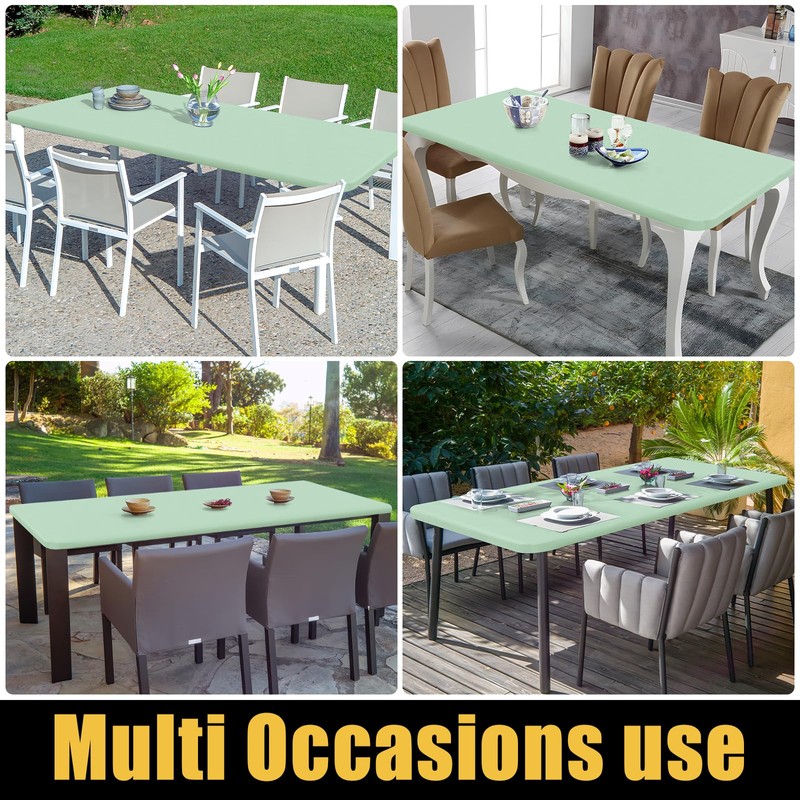 smiry Rectangle Picnic Table Cloth, Waterproof Elastic Fitted Tablecloths for