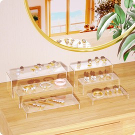 NIUBEE Acrylic Display Riser, 6 Pcs 9" Large Acrylic Risers, Clear Rectangular Stands for Candy Dessert Cupcakes, Collectibles Display Stands Shelf for Display for Funko POP Figures