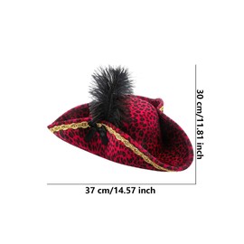 Haconba 2 Pack Pirate Tricorn Hat Buccaneer Novelty Pirate Ladies Hat with Feather for Pirate Theme Party Cosplay Masquerade Accessories