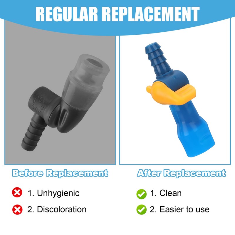 6PCS Bite Valve Replacement, Mouthpiece Replacements with 2 Shutoff Straight