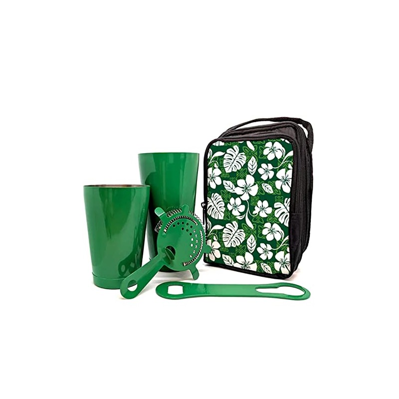 Bar Tote Set - Hawaiian Design - Green Bar Tools