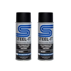 Steel-It Polyurethane Spray Paint, Industrial Coating with Stainless Steel, Weldable, Easy to Apply - Black (2 Pack)
