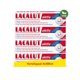 Lacalut Active Toothpaste Pack of 4 (4 x 100 ml) - For Strong Gum Protection and Healthy Teeth, Vegan