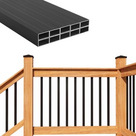 25 Pack 36" Black Hollow Rectangle Aluminum Deck Balusters with Screws for Deck Railing, Porch & Staircase