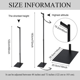 Marsui 1 Pcs Adjustable Clothing Display Rack Adjustable from 48" to 72" Single Clothing Display Stand Metal Black Rack Retail Use Single Customer Shirt Stand for Thrift Shop Retail Store