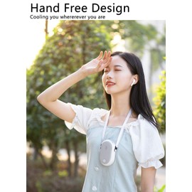 Portable Hanging Neck Fan Wearable Personal Fan Battery Operated USB Rechargeable 3 Speed Mini Handheld Air Conditioning Cooling Refrigeration Necklace Fan for Women Eyelash Camping Outdoor(White))