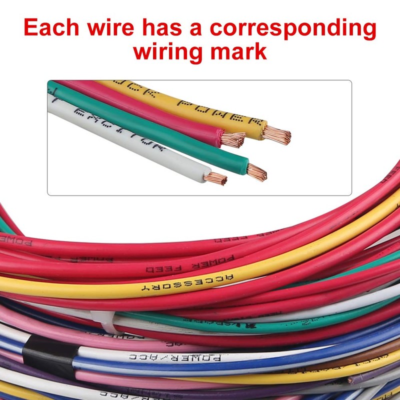 WMPHE 14 Circuit Wiring Harness Kit, Professional Universal Electrical Wire