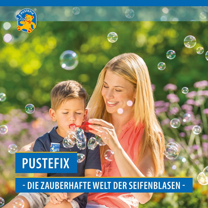 Pustefix Classic Soap Bubbles Set, 42 ml, Colourful Rainbow Bubbles,