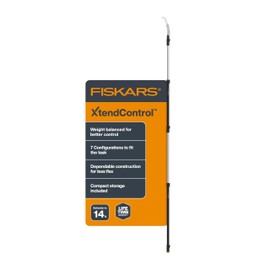 Fiskars XtendControl Extendable Tree Pruner (14 ft), Adjustable Branch Trimmer w/Fixed Pruning Head, 15" X2 Hook Bill Saw, 3-6 ft & 4-8ft Extension Poles, and Automatic Cord Reel for Precise Cuts