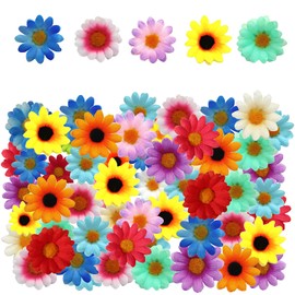 SNSYGN 100 PCS Artificial Flower Heads, Small Artificial Flowers Multi-Color Small Fake Flowers Faux Flowers Sunflowers Heads for DIY Wreath Wedding Craft Party Table Decor, 4cm