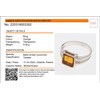 Sterling Silver and Baltic Honey Amber Flat Square Ring "Lottie",