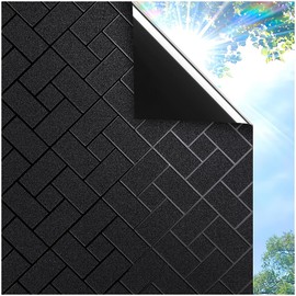 Coavas Blackout Window Film, 100% Sun Blocking & Darkening Privacy Static Cling Film, No Glue Anti-Glare Removable Cover for Bedroom, Living Room, Heat & UV Rejection, 17.7 x 78.7 inches