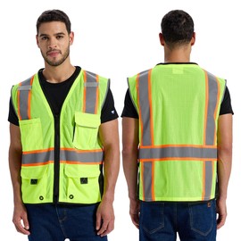 SRsafety High Visibility Vest, Security Vest with 9 Pockets,Mesh Safety Vest for Construction Workers Sanitation Workers