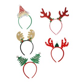 TOVINANNA 5pcs Christmas Headband Bonnet Christmas Hat Headband Xmas Hair Hoops Christmas Party Headbands Hair Decorations Christmas Tree Headband Dress for Head Bands Cloth