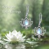 Lotus Dangle Earrings Sterling Silver Moonstone Earrings Lotus Jewellery Gifts