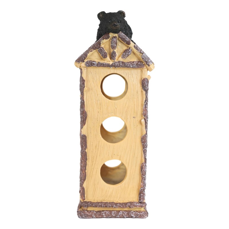 Ebros Rustic Forest Black Bear Cub On Logs Cabin Roof