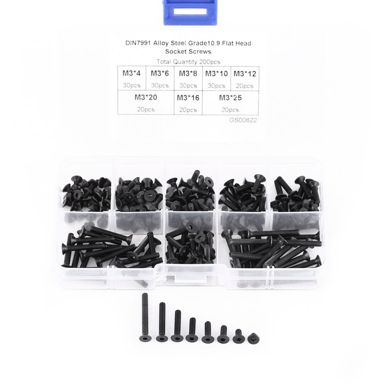 M3 Hex Countersunk Screws, 200 Pcs M3 Countersunk Countersunk Hex