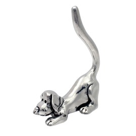 Dog Stretching Ring Holder (Pewter) Yoga Pose