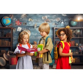 Leowefowa Back to School Backdrop 10x8ft Welcome Back to School Classroom Decorations Banner Vintage Photography Background for Kids Portrait Photo Props