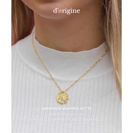 d'origine Armenia Crest Necklace, Armenian Flag Chain, Armenia Chain, Armenian Jewellery, Armenian Crest Jewellery for Women, Brass