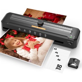 Laminator Machine A3 with 50 Laminating Sheets, Laminator Thermal and Cold with Paper Trimmer Corner Rounder, High-Speed Jam-Free, Low-Noise 13-Inch Laminating Machine(Black)