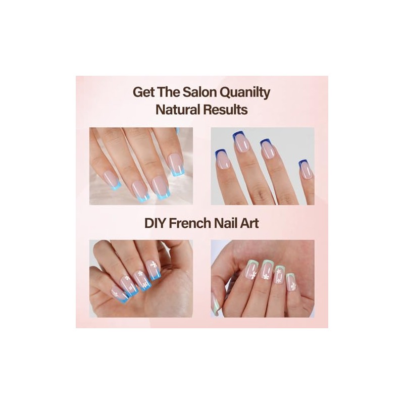 Misssix XBASICTIPS Uñas postizas francesas, 150 unidades, uñas postizas de