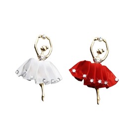 2PCS Bling Car Air Freshener Vent Clips - Crystal Dancing Ballerina Girl Charm Dashboard Decoration Car Diffuser Vent Clips - Rhinestone Auto Air Conditioning Outlet Clip for Women Girls (White/Red)