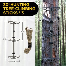 Panbofoda 30“ Climbing Sticks,Aluminum Non-Slip Climbing Sticks for Hunting,Lightweight TreeStand Climbing Steps for Saddle Hunting Sticks Kit (3-Pack)