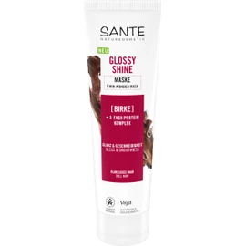 SANTE Naturkosmetik Glossy Shine Maske Bio-Birkenblattextrakt + 3-Fach Protein-Komplex, silikonfreie und hydratisierende Haarmaske, vegane Haarpflege für mehr Glanz und Geschmeidigkeit, 150 ml