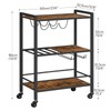 HOOBRO Bar Cart, 3-Tier Coffee Cart with Wheels, Kitchen Cart,