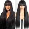 Junemet Straight Human Hair Wig with Bangs Wear and Go